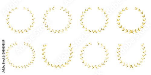 Schilderij op canvas Clean gold laurel foliate vector icon set