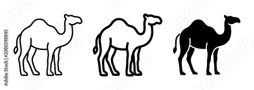 Canvas Print Camel Icons Set, Desert Animal Silhouettes, Vector Graphics for Travel and Wildl