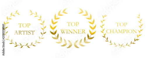 Foto Plain gold laurel wreath frame for award, certificate, trophy and more