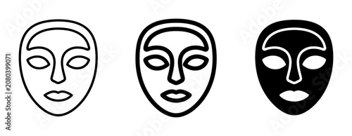Foto Facial Mask Icons, Face Silhouette Set, Human Face Outline and Solid Graphics fo