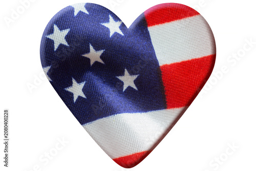 heart with waved United States flag against white background