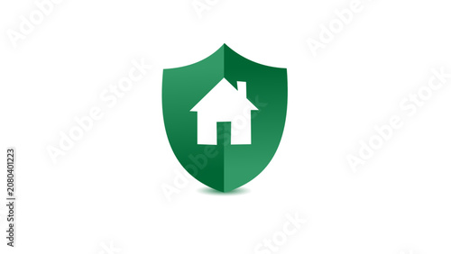 Modern House Shield Emblem in Flat Vector Style with Minimalist Design