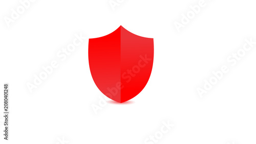 Minimalist Red Shield Icon Representing Digital Security and Protection Concept