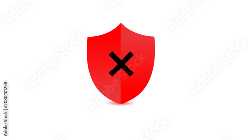 Red Shield Icon with Black Cross Symbol Representing Security Denial Vector