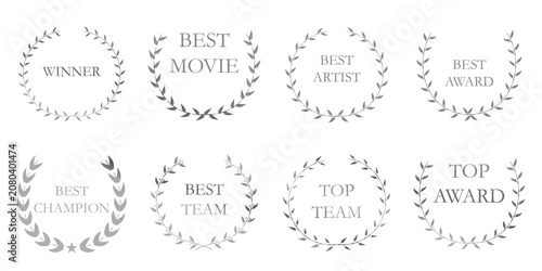 Tableau sur toile Sharp silver laurel foliate vector icon set
