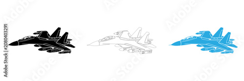 Photos F 14 tomcat fighter jet illustration set in black white and cyan color variation