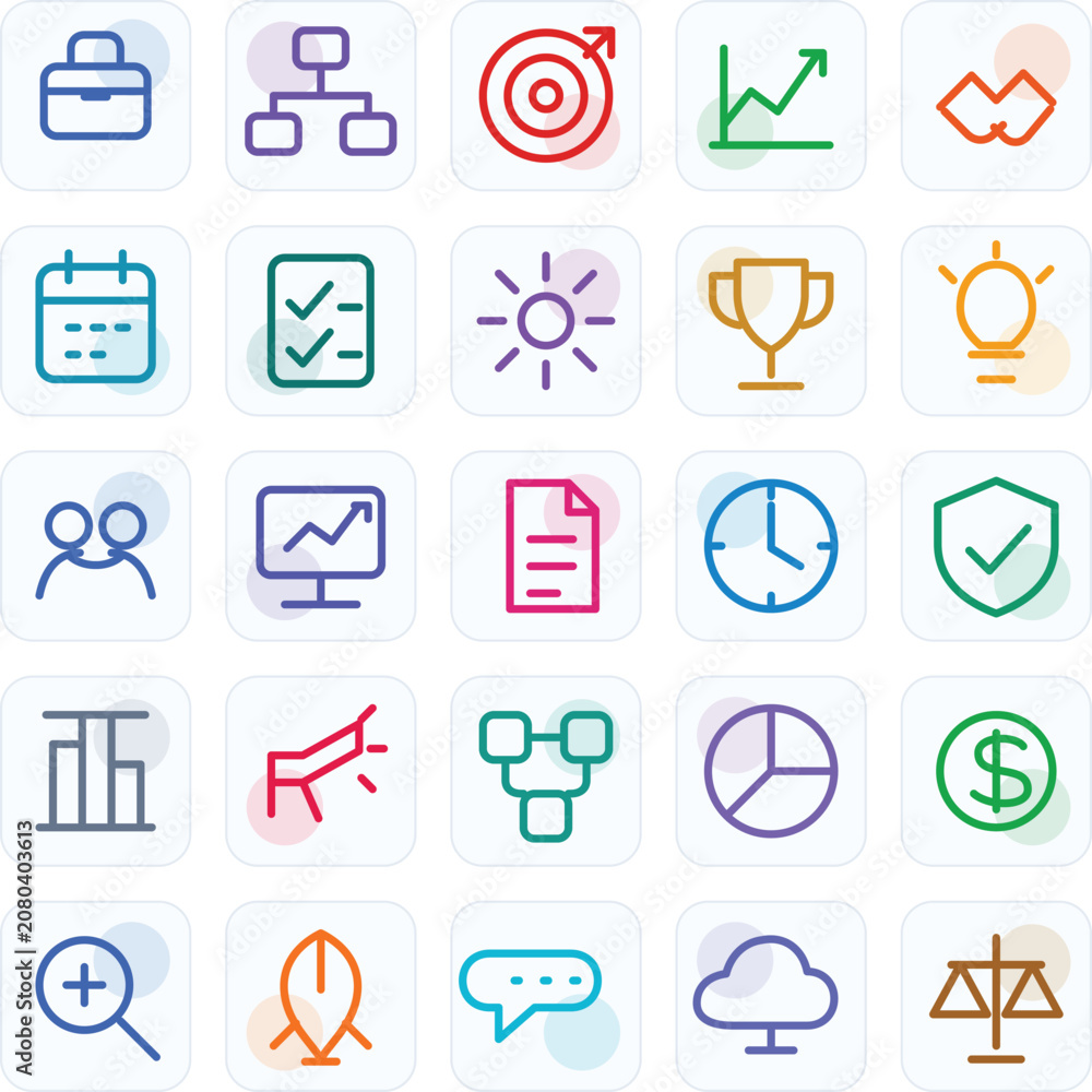 Fototapeta premium Business Management Line Icon Set with Editable Vector Icons 