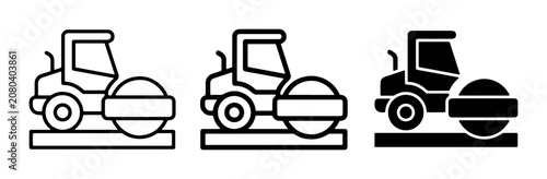 Tableau sur toile Road Roller Icons, Construction Vehicle Vector Set, Compactor Machine Graphics,