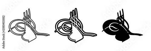 Fotografie Tughra Calligraphy Vector Icons, Ottoman Empire Symbol Set, Elegant Arabic Scrip