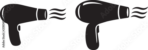 Two hair dryers blowing hot air with airflow lines Vector