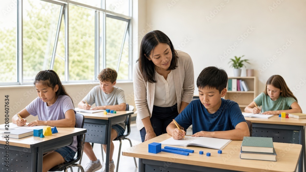Fototapeta premium Summer Learning Loss East Asian