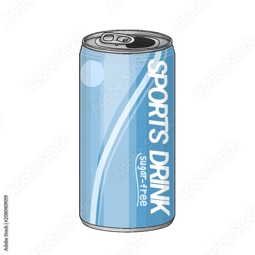 Tableau sur toile Vibrant light blue sugar-free sports drink in a sleek aluminum can, perfect for