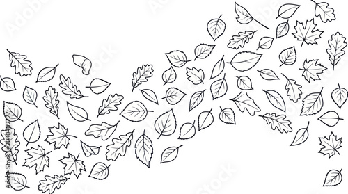 Slika na platnu Flowing wave of hand drawn autumn leaves.
