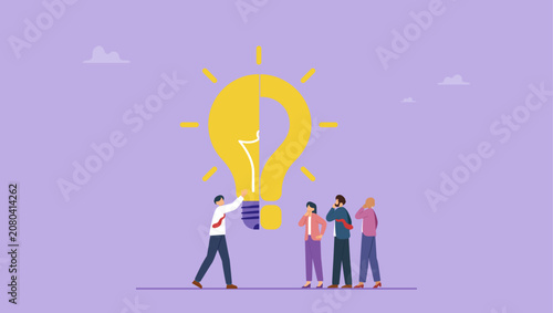 Photos Businessman make idea from question mark