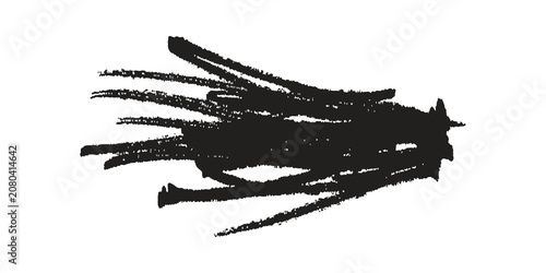 Black hand drawn scribble brush stroke isolated on transparent background for graphic design