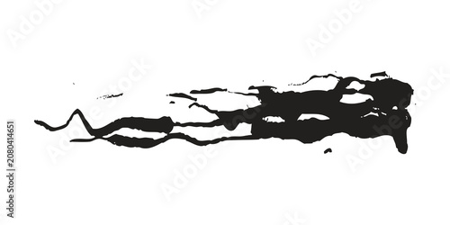 Black ink brush stroke element isolated on transparent background for artistic graphic design
