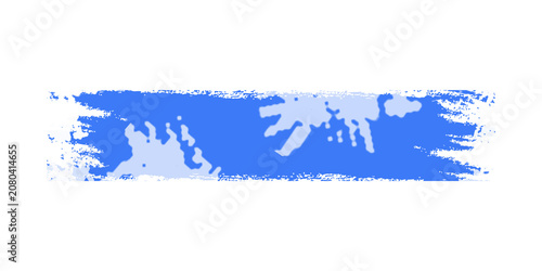 Blue paint brush stroke isolated on transparent background for artistic graphic design elements