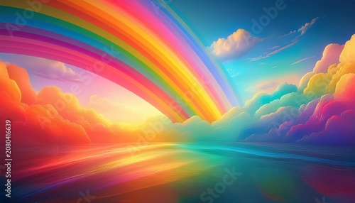 Colorful Abstract Rainbow Background In The Bright Sky