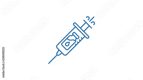Foto Medical syringe with needle and liquid for injection.