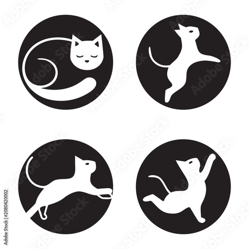 Modern Cat Illustration Logo Bundle