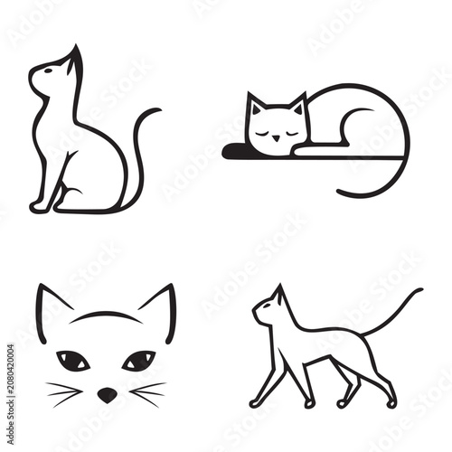 Hand Drawn Cat Logo Collection