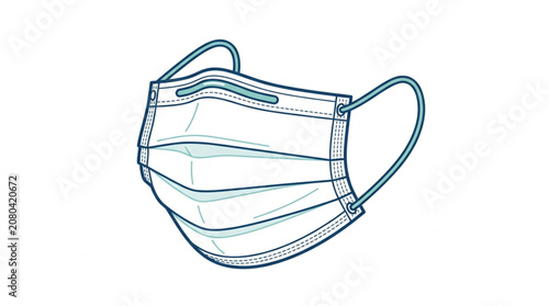 Medical surgical face mask illustration isolated on white background.