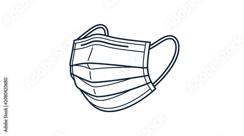 Medical surgical face mask illustration on white background.