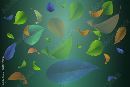 Bild auf Leinwand Diverse leaves in various colors and sizes gracefully falling and floating on a