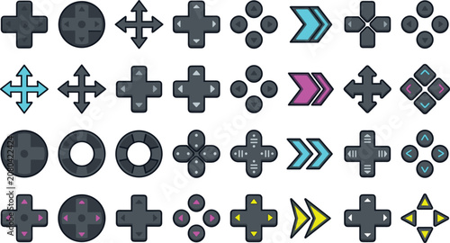 Foto Directional Dpad Game Controller Buttons Vector Icon Set for Video Game Interfac