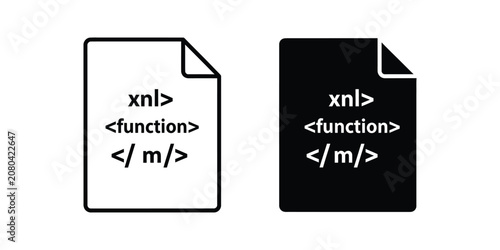 Photos Xml document file set featuring code syntax in outline and solid black style var
