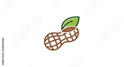 Natural Peanut Leaf Logo Depicting Nutty Goodness and Eco-Friendly Design