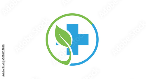 Natural Healthcare Symbol Depicting Organic Treatment Combined With Medical Aid Concept