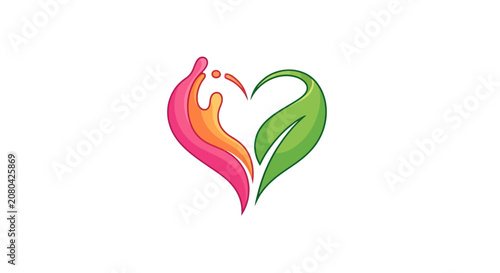 Natural Heart Symbol: A Vibrant Logo Representing Growth, Ecology, and Positive Essence