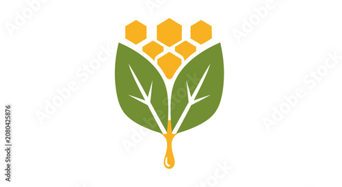 Natural Honey and Leaf Logo, Healthy Organic Design for Related Businesses or Companies
