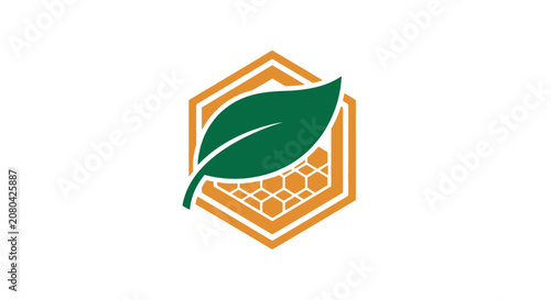 Natural Honey and Leaf Logo Representing Organic Health and Green Eco-Friendly Solutions