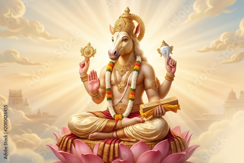 Lord Hayagriva Blessing with Sacred Vedas – Divine Knowledge