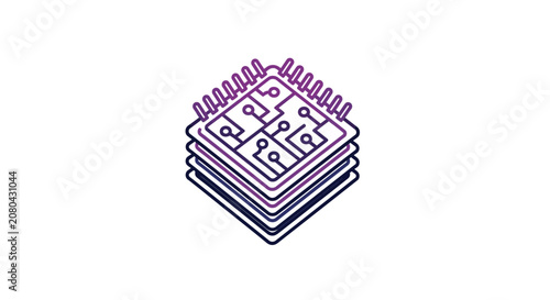 Modern Electronics Innovation: Circuitry Stacked in A Layered Illustrative Design