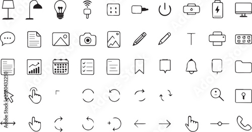 Modern Multimedia Audio Video Editing Outline Icons Bundle Collection