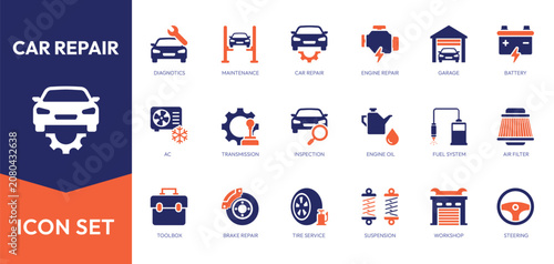 Cuadro en lienzo Set of car rental solid icon