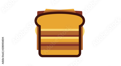 Minimalistic Sandwich Illustration Showcasing Fresh Ingredients and Simple Composition Style