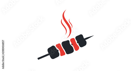 Minimalistic Skewered Food Illustration Evoking Flavor Culinary Arts and Barbeque Concepts