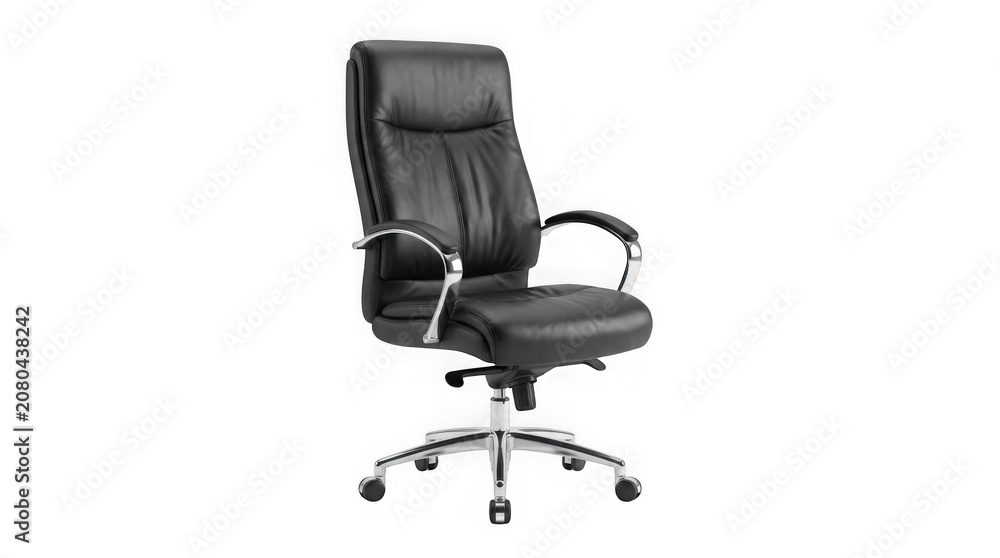 Obraz premium Black Leather Executive Office Chair On White Background
