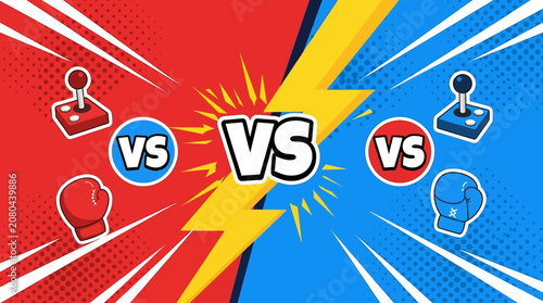 Vászonkép The ultimate showdown between two players in a virtual competition with icons