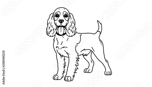 Cocker Spaniel dog in bold line art on white background
