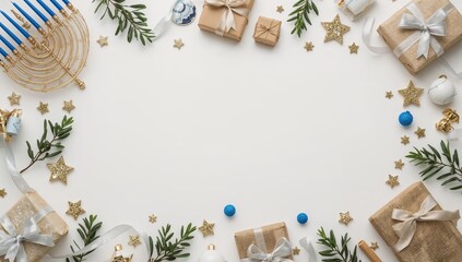 Presents and Decorations Laid out for a Festive Celebration Around a Central Space