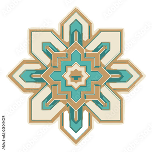 Symmetrical Geometric Snowflake Vector Design