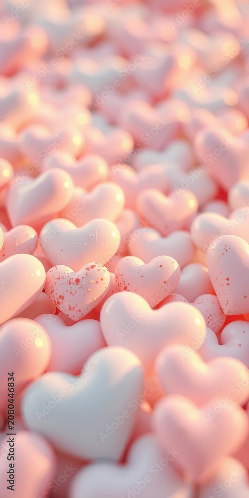 Obraz premium Infinite loop of pastel hearts, macro detail revealing subtle brush textures , illustration, symbolic