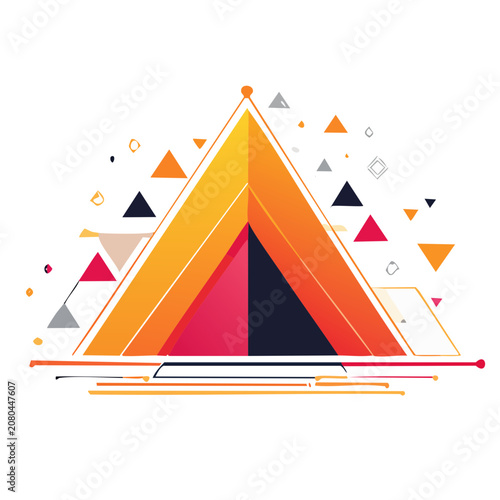 Abstract geometric mountain with gradient colors