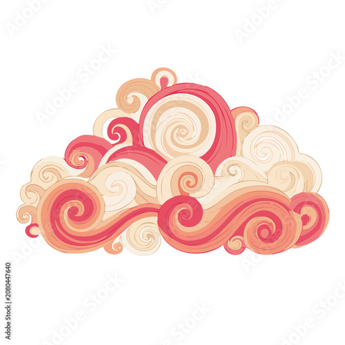 Abstract pink and peach swirls vector illustration