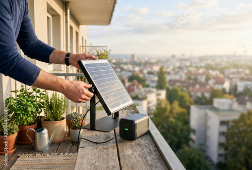 Adjusting a Balcony Solar Panel with Portable Power Station